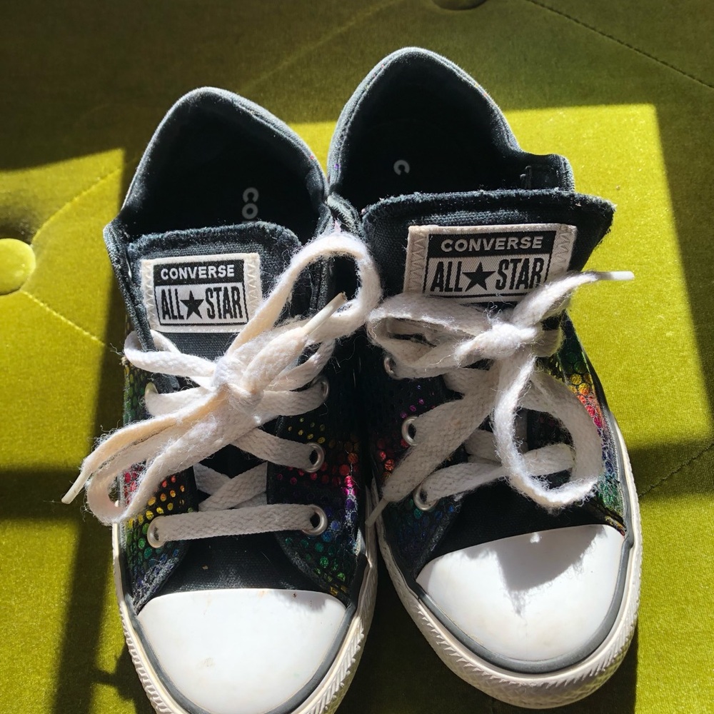 Converse Kids' Black Sneakers with Rainbow Details